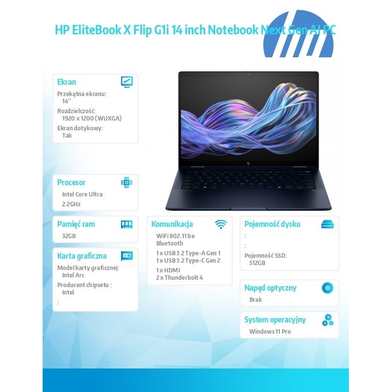 Notebook EliteBook X Flip G1i U7 258V 512GB/32GB/W11P/14 B9ZX8ET