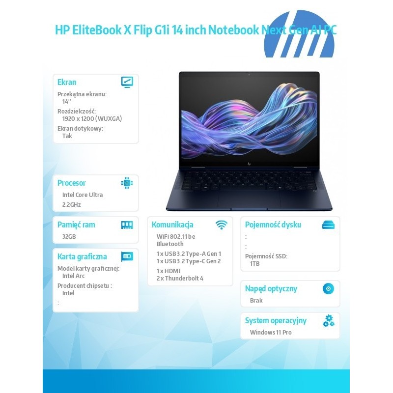 Notebook EliteBook X Flip G1i U7 268V 1TB/32GB/W11P/14 B9ZY0ET