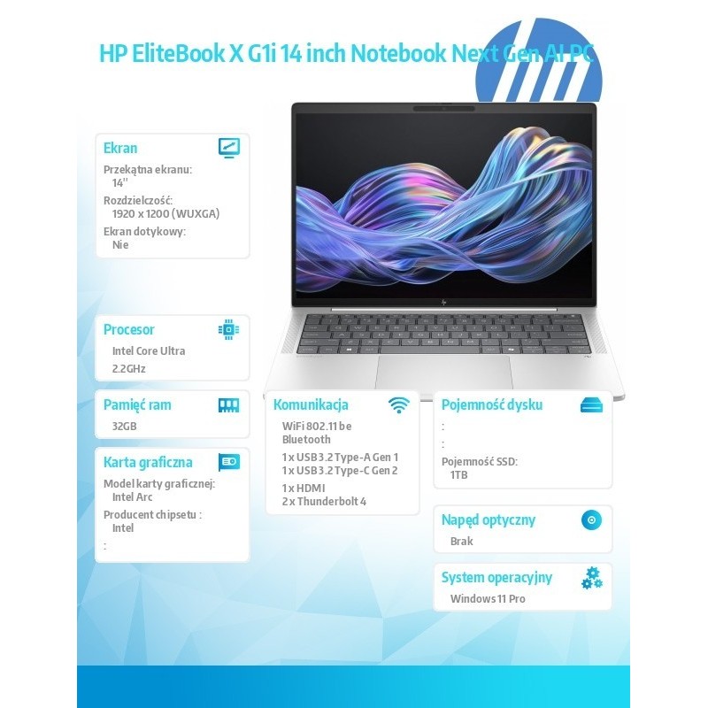 Notebook EliteBook X G1i U7 268V 1TB/32GB/W11P/14 B9ZY3ET Notebook EliteBook X G1i U7 268V 1TB/32GB/W11P/14 B9ZY3ET