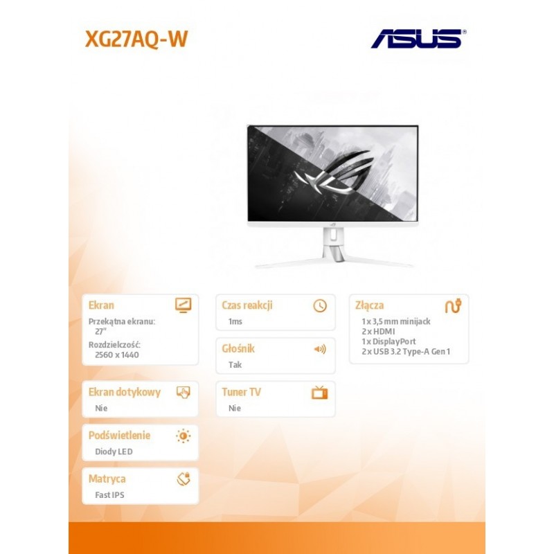 Monitor 27 cali XG27AQ-W GAMING BK/1MS/EU