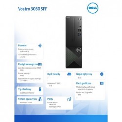 Komputer Vostro 3030 SFF Win11Pro i5-14400/16GB/1TB SSD/Intel UHD 730/WLAN+BT/Kb/Mouse/3Y PS 