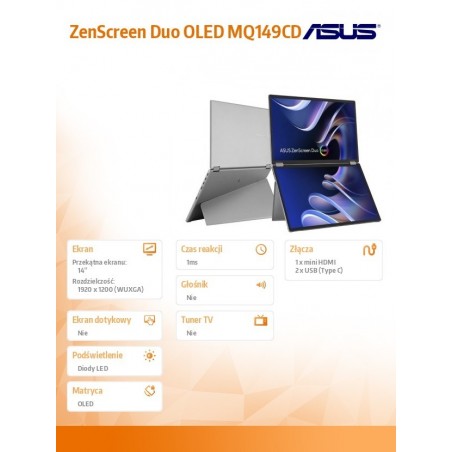 Monitor MQ149CD 14 cali OLED DUO FHD mHDMI USB-C Monitor MQ149CD 14 cali OLED DUO FHD mHDMI USB-C