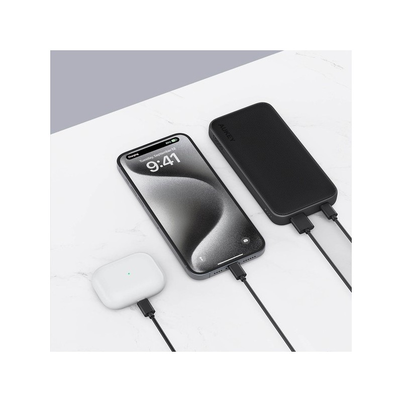 PB-Y46 Power Bank | 10000 mAh | 15W | 2xUSB | LED | kabel USB-C  PB-Y46 Power Bank | 10000 mAh | 15W | 2xUSB | LED | kabel USB-C