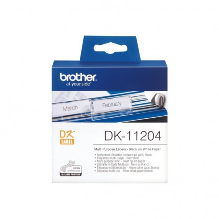 BROTHER DK11204 Taśma Brother samoprzylepne etykiety papierowe (termiczne) 17x54mm, 400 szt. BROTHER DK11204 Taśma Brother samoprzylepne etykiety papierowe (termiczne) 17x54mm, 400 szt.