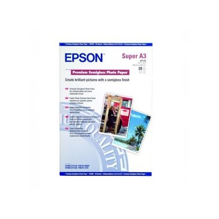 Epson Premium Semigloss Photo, C13S041328, foto papier, półpołysk, biały, Stylus Photo 1270, 2000P, A3+, 251 g/m2, 20 szt., Epson Premium Semigloss Photo, C13S041328, foto papier, półpołysk, biały, Stylus Photo 1270, 2000P, A3+, 251 g/m2, 20 szt.,
