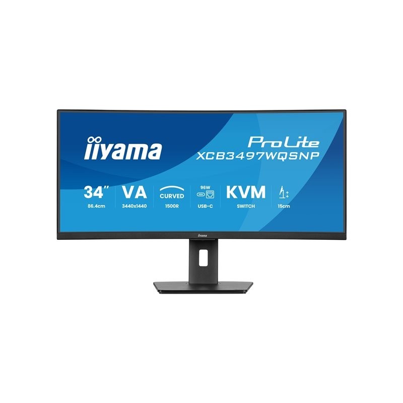 IIYAMA 34inch UW Curved VA-panel 3440x1440 120Hz 350cd/m2 04ms MPRT Speakers USB-C Dock LAN 95W PD KVM DisplayPort 2xHDMI