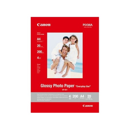 Canon Glossy Photo Paper, GP-501, foto papier, połysk, GP-501 typ 0775B082, biały, A4, 210 g/m2, 20 szt., atrament Canon Glossy Photo Paper, GP-501, foto papier, połysk, GP-501 typ 0775B082, biały, A4, 210 g/m2, 20 szt., atrament