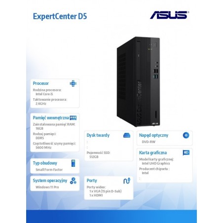 Komputer ExpertCenter D5 D501SER-514500083X i5-14500 16GB/512GB/W11 PRO Komputer ExpertCenter D5 D501SER-514500083X i5-14500 16GB/512GB/W11 PRO