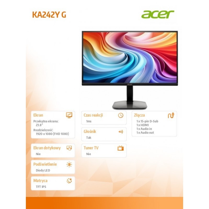 Monitor 23.8 cala KA242YGBIP IPS 120Hz 1ms HDMI DP Monitor 23.8 cala KA242YGBIP IPS 120Hz 1ms HDMI DP