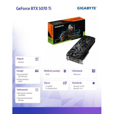 Karta graficzna GeForce RTX 5070 Ti WINDFORCE SFF 16G 256BIT GDDR7 3DP Karta graficzna GeForce RTX 5070 Ti WINDFORCE SFF 16G 256BIT GDDR7 3DP