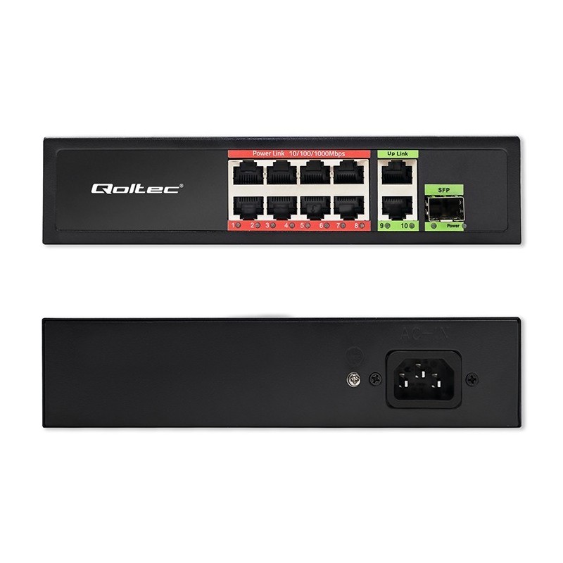 Przełącznik sieciowy SWITCH FAST Ethernet 8x RJ45 PoE 2x RJ45 Uplink 1x SFP | 120W | 1000Mb/s Przełącznik sieciowy SWITCH FAST Ethernet 8x RJ45 PoE 2x RJ45 Uplink 1x SFP | 120W | 1000Mb/s