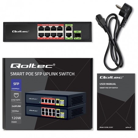 Przełącznik sieciowy SWITCH FAST Ethernet 8x RJ45 PoE 2x RJ45 Uplink 1x SFP | 120W | 1000Mb/s Przełącznik sieciowy SWITCH FAST Ethernet 8x RJ45 PoE 2x RJ45 Uplink 1x SFP | 120W | 1000Mb/s