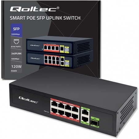 Przełącznik sieciowy SWITCH FAST Ethernet 8x RJ45 PoE 2x RJ45 Uplink 1x SFP | 120W | 1000Mb/s Przełącznik sieciowy SWITCH FAST Ethernet 8x RJ45 PoE 2x RJ45 Uplink 1x SFP | 120W | 1000Mb/s