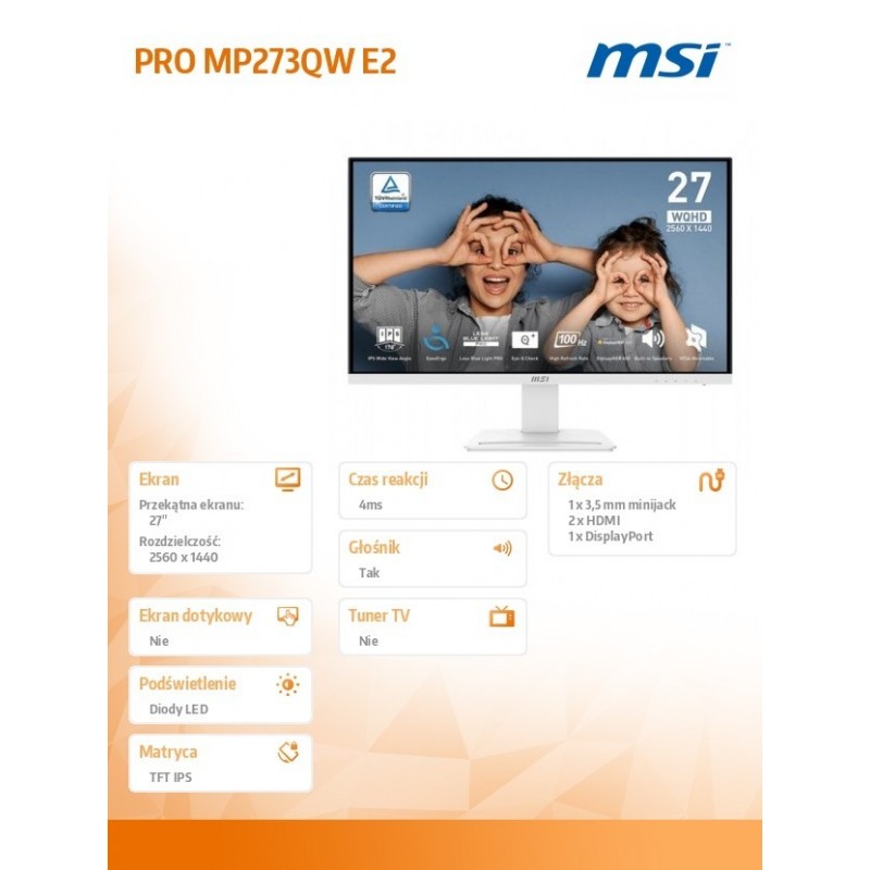 Monitor PRO MP273QW E2 27 cali LED/FHD/Flat/100Hz/White Monitor PRO MP273QW E2 27 cali LED/FHD/Flat/100Hz/White