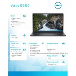 Notebook Vostro 15 (3530) Win11Pro i7-1355U/8GB/512GB SSD/15.6 FHD/Intel UHD/FgrPr/Cam & Mic/WLAN + BT/Backlit Kb/3 Cell/3YPS 