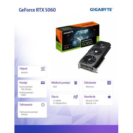 Karta graficzna GeForce RTX 5060 GAMING OC 8G GDDR7 3DP/HDMI Karta graficzna GeForce RTX 5060 GAMING OC 8G GDDR7 3DP/HDMI