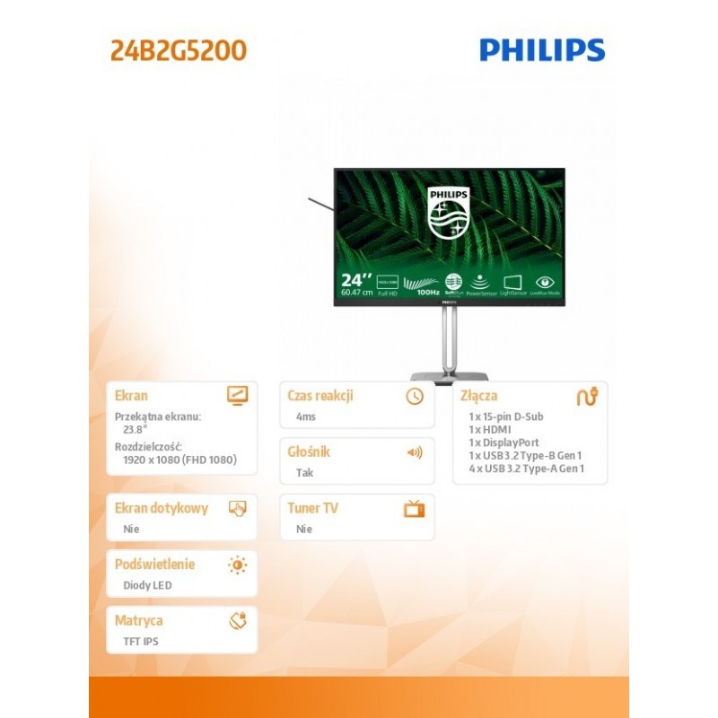 Monitor 23.8 cala 24B2G5200 IPS 100Hz HDMI DP Pivot Głośniki Monitor 23.8 cala 24B2G5200 IPS 100Hz HDMI DP Pivot Głośniki