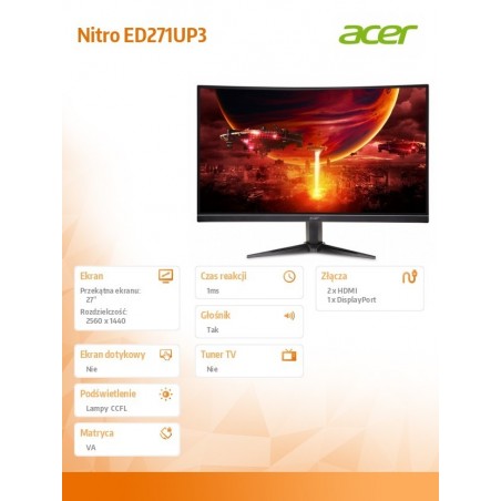 Monitor 27 cali Nitro ED271UP3 bmiipx 180Hz 300nit Monitor 27 cali Nitro ED271UP3 bmiipx 180Hz 300nit