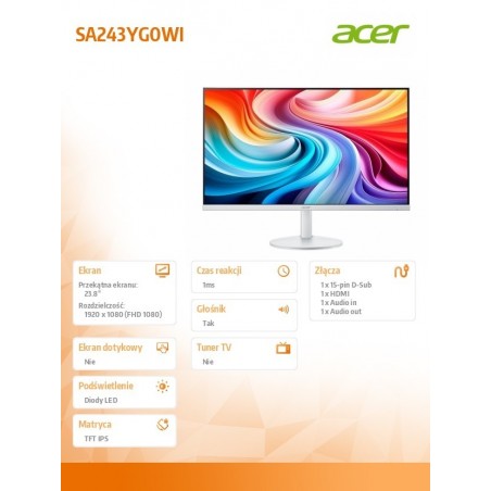 Monitor 24 cale SA243YG0WI IPS FHD 120Hz HDMI BIAŁY Monitor 24 cale SA243YG0WI IPS FHD 120Hz HDMI BIAŁY
