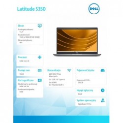 Notebook Latitude 5350 Win11Pro i5-1335U/16GB/512GB SSD Gen4/13.3 FHD/Intel Iris Xe/FgrPr&SmtCd/FHD/IR Cam/Mic/WLAN+BT/Backlit K Notebook Latitude 5350 Win11Pro i5-1335U/16GB/512GB SSD Gen4/13.3 FHD/Intel Iris Xe/FgrPr&SmtCd/FHD/IR Cam/Mic/WLAN+BT/Backlit K