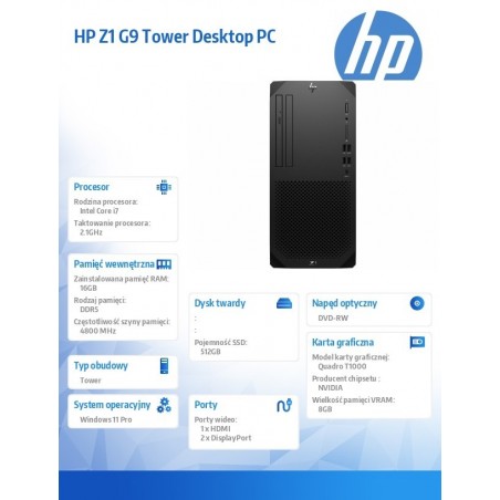 Komputer Z1 TWR G9 i7-14700 512GB/16GB/W11P 8T1P5EA Komputer Z1 TWR G9 i7-14700 512GB/16GB/W11P 8T1P5EA