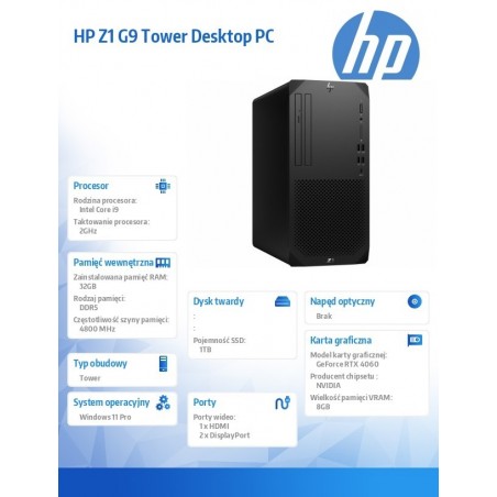 Komputer Z1 Tower G9 i9-14900 1TB/32GB/W11P 8T1G3EA Komputer Z1 Tower G9 i9-14900 1TB/32GB/W11P 8T1G3EA