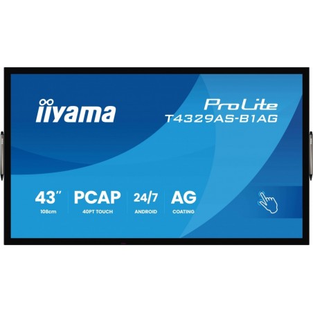Monitor 43 cale T4329AS-B1AG VA,4K,HDMIx2,USB-C,RJ45,2x10W,WiFi, Android 14, Signal FailOver, Whiteboard, iiSignage (CMS), i Monitor 43 cale T4329AS-B1AG VA,4K,HDMIx2,USB-C,RJ45,2x10W,WiFi, Android 14, Signal FailOver, Whiteboard, iiSignage (CMS), i