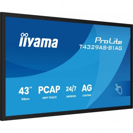 Monitor 43 cale T4329AS-B1AG VA,4K,HDMIx2,USB-C,RJ45,2x10W,WiFi, Android 14, Signal FailOver, Whiteboard, iiSignage (CMS), i Monitor 43 cale T4329AS-B1AG VA,4K,HDMIx2,USB-C,RJ45,2x10W,WiFi, Android 14, Signal FailOver, Whiteboard, iiSignage (CMS), i