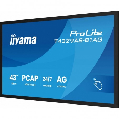 Monitor 43 cale T4329AS-B1AG VA,4K,HDMIx2,USB-C,RJ45,2x10W,WiFi, Android 14, Signal FailOver, Whiteboard, iiSignage (CMS), i Monitor 43 cale T4329AS-B1AG VA,4K,HDMIx2,USB-C,RJ45,2x10W,WiFi, Android 14, Signal FailOver, Whiteboard, iiSignage (CMS), i