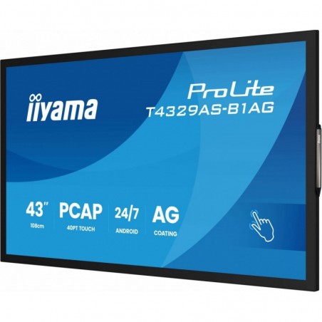 Monitor 43 cale T4329AS-B1AG VA,4K,HDMIx2,USB-C,RJ45,2x10W,WiFi, Android 14, Signal FailOver, Whiteboard, iiSignage (CMS), i Monitor 43 cale T4329AS-B1AG VA,4K,HDMIx2,USB-C,RJ45,2x10W,WiFi, Android 14, Signal FailOver, Whiteboard, iiSignage (CMS), i