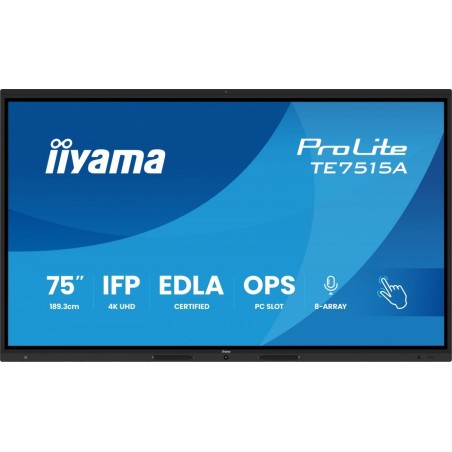 Monitor 75 cali TE7515A-B1AG IPS,4K,40pkt,550cd,DeepContrast-IR+, HDMI x2,DP,USB-C, 2 x 20W, OPS Slot x1, 5xUSB, 2xRJ45,8-Arr Monitor 75 cali TE7515A-B1AG IPS,4K,40pkt,550cd,DeepContrast-IR+, HDMI x2,DP,USB-C, 2 x 20W, OPS Slot x1, 5xUSB, 2xRJ45,8-Arr