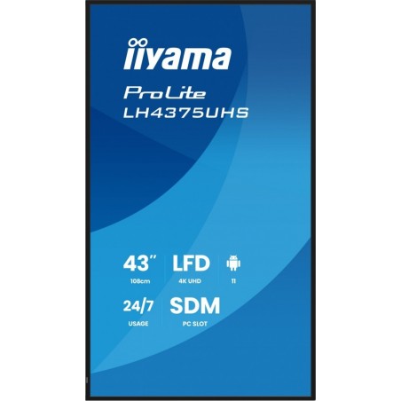 Monitor 43 cale LH4375UHS-B2AG,24/7,IPS,ANDROID.11,4K, WiFi, iiSignage2, FailOver, EShare, 24/7, full daisy chain Monitor 43 cale LH4375UHS-B2AG,24/7,IPS,ANDROID.11,4K, WiFi, iiSignage2, FailOver, EShare, 24/7, full daisy chain