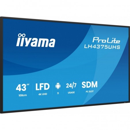 Monitor 43 cale LH4375UHS-B2AG,24/7,IPS,ANDROID.11,4K, WiFi, iiSignage2, FailOver, EShare, 24/7, full daisy chain Monitor 43 cale LH4375UHS-B2AG,24/7,IPS,ANDROID.11,4K, WiFi, iiSignage2, FailOver, EShare, 24/7, full daisy chain