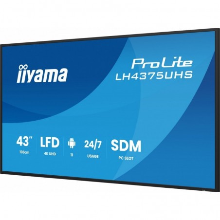 Monitor 43 cale LH4375UHS-B2AG,24/7,IPS,ANDROID.11,4K, WiFi, iiSignage2, FailOver, EShare, 24/7, full daisy chain Monitor 43 cale LH4375UHS-B2AG,24/7,IPS,ANDROID.11,4K, WiFi, iiSignage2, FailOver, EShare, 24/7, full daisy chain