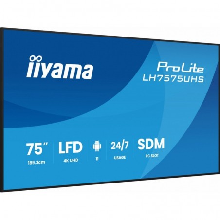 Monitor 75 cali LH7575UHS-B2AG,24/7,IPS,ANDROID.11,4K, WiFi, iiSignage2, FailOver, EShare, 24/7, full daisy chain Monitor 75 cali LH7575UHS-B2AG,24/7,IPS,ANDROID.11,4K, WiFi, iiSignage2, FailOver, EShare, 24/7, full daisy chain