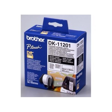 Brother etykiety papierowe 29mm x 90mm, biała, 400 szt., DK11201, do drukarek typu QL Brother etykiety papierowe 29mm x 90mm, biała, 400 szt., DK11201, do drukarek typu QL