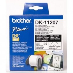 Brother etykiety na CD 58mm, biała, rolka folii, 100 szt., DK11207, do drukarek typu QL
