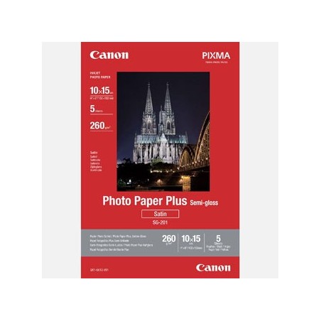 Canon Photo Paper Plus Semi-G, SG-201, foto papier, półpołysk, satynowy typ 1686B072, biały, 10x15cm, 4x6", 260 g/m2, 5 szt. Canon Photo Paper Plus Semi-G, SG-201, foto papier, półpołysk, satynowy typ 1686B072, biały, 10x15cm, 4x6", 260 g/m2, 5 szt.