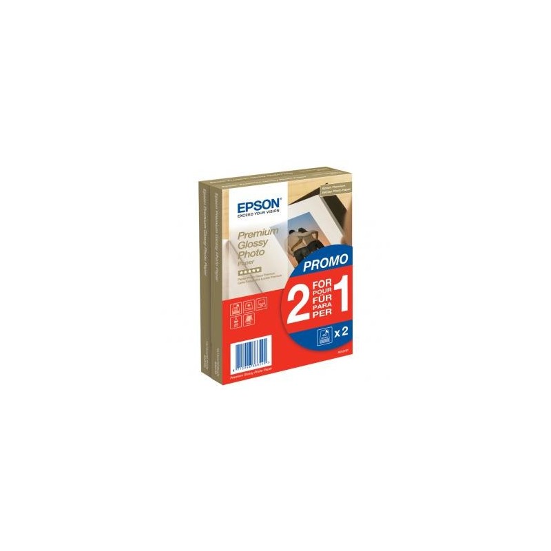Epson Premium Glossy Photo Pa, C13S042167, foto papier, promo 1+1 gratis typ połysk, biały, 10x15cm, 4x6", 255 g/m2, 2x40 szt.