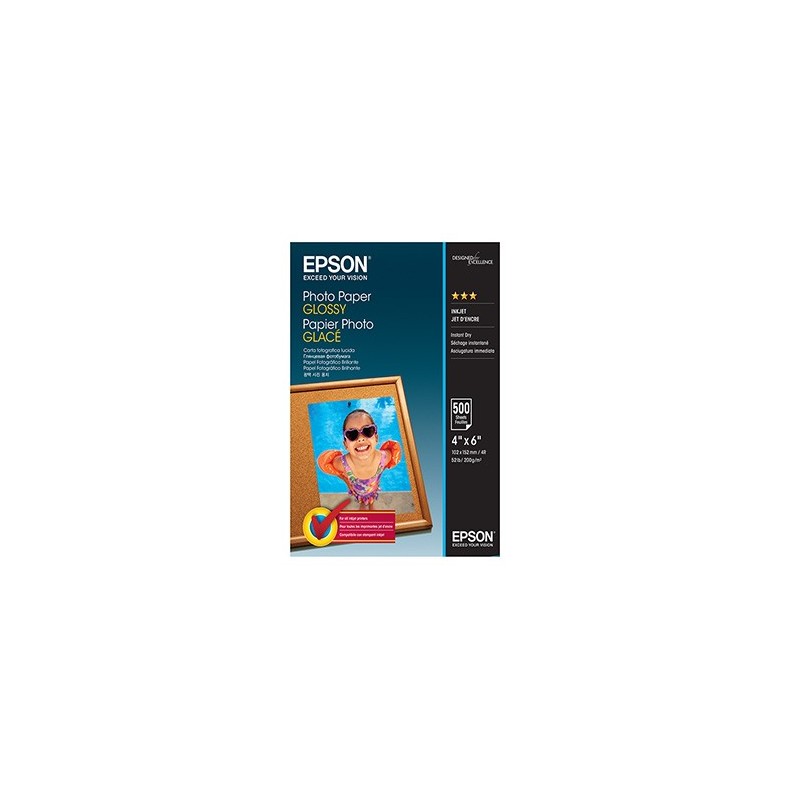 Epson Photo Paper, C13S042549, foto papier, połysk, biały, 10x15cm, 4x6", 200 g/m2, 500 szt., atrament