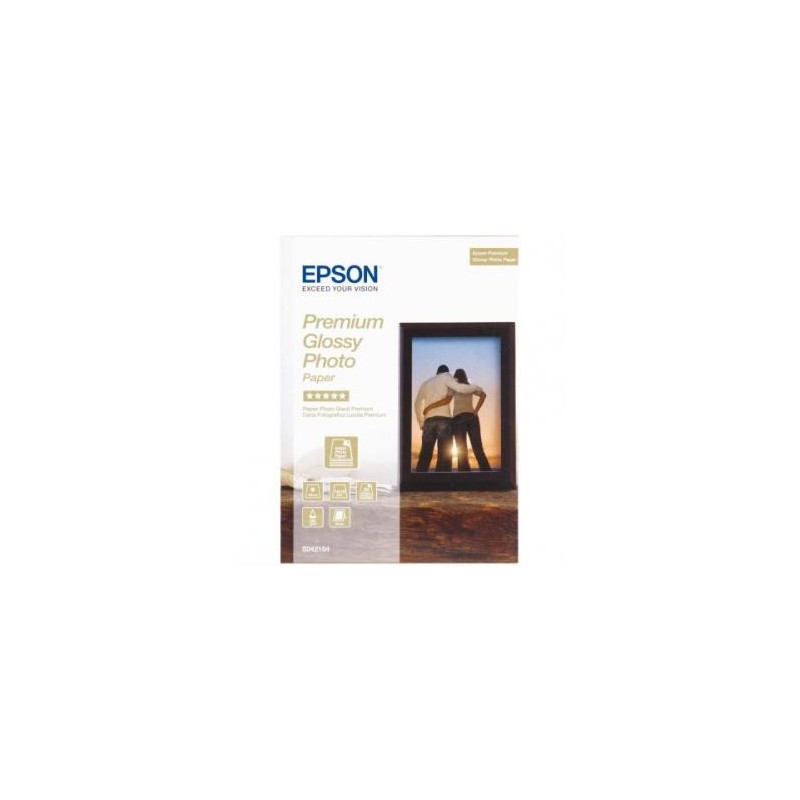 Epson Premium Glossy Photo Pa, C13S042154, foto papier, połysk, biały, Stylus Color, Photo, Pro, 13x18cm, 5x7", 255 g/m2, 30 s