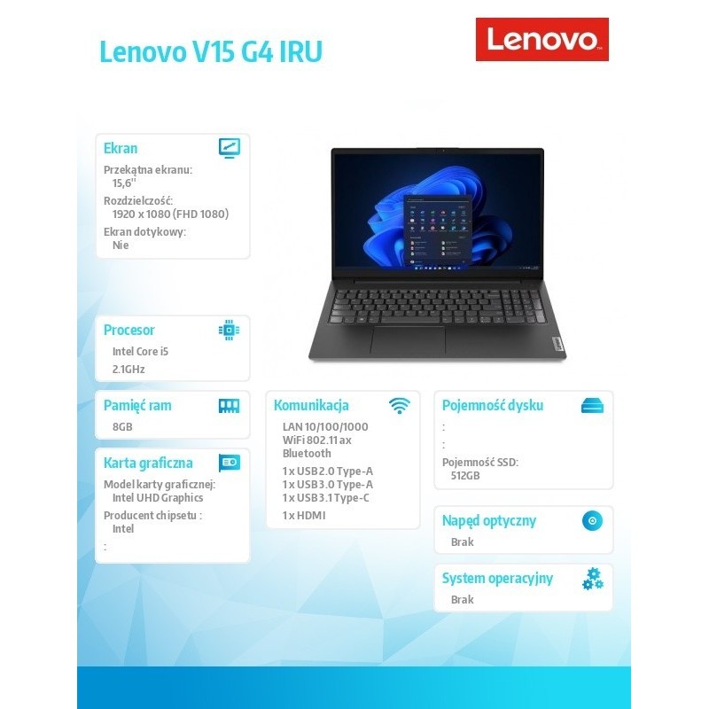 Laptop V15 G4 83A100LPPB W11P i5-13420H/8GB/512GB/INT/15.6 cala/FHD/Business Black/3Y Laptop V15 G4 83A100LPPB W11P i5-13420H/8GB/512GB/INT/15.6 cala/FHD/Business Black/3Y