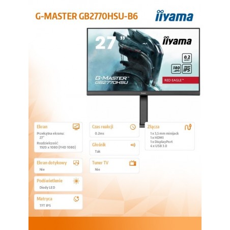 Monitor 27 cali GB2770HSU-B6 0.2ms,IPS,DP,HDMI,180Hz Monitor 27 cali GB2770HSU-B6 0.2ms,IPS,DP,HDMI,180Hz