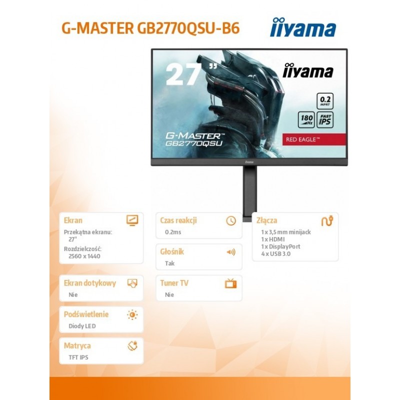 Monitor 27 cali GB2770QSU-B6 0.2ms,IPS,DP,HDMI,180Hz Monitor 27 cali GB2770QSU-B6 0.2ms,IPS,DP,HDMI,180Hz