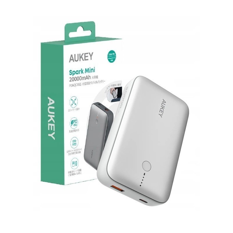 PB-Y57 White Mini PowerBank | 20000mAh | 22.5W | 2xUSB | PD 3.0 QC 3.0 LED