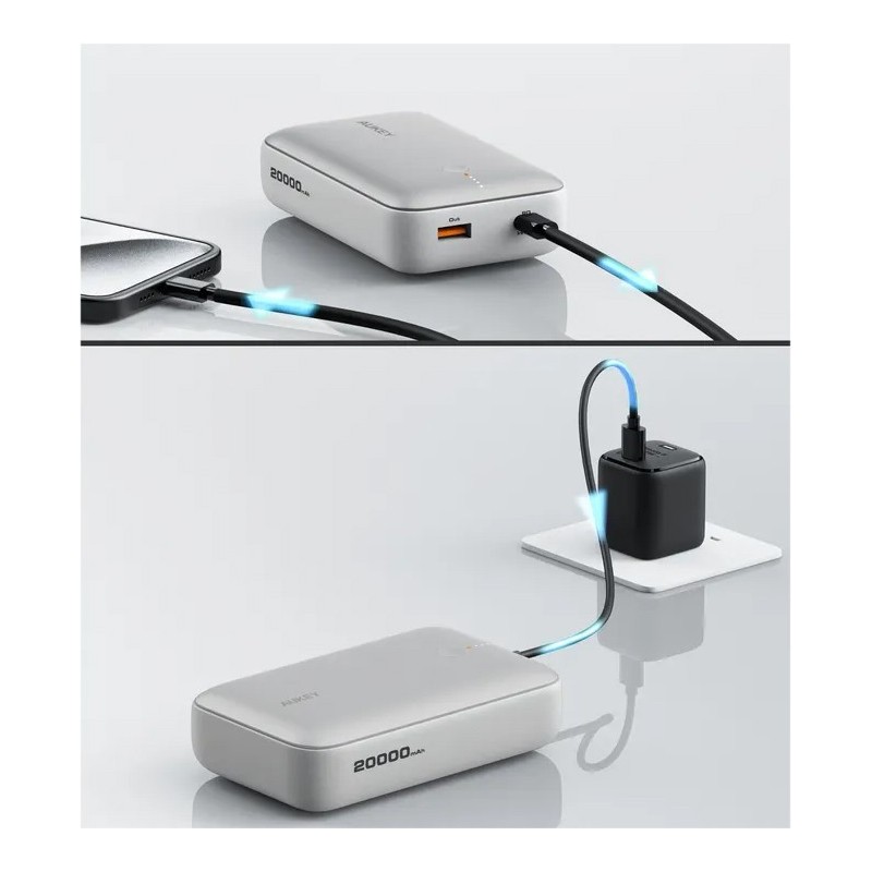 PB-Y57 White Mini PowerBank | 20000mAh | 22.5W | 2xUSB | PD 3.0 QC 3.0 LED PB-Y57 White Mini PowerBank | 20000mAh | 22.5W | 2xUSB | PD 3.0 QC 3.0 LED
