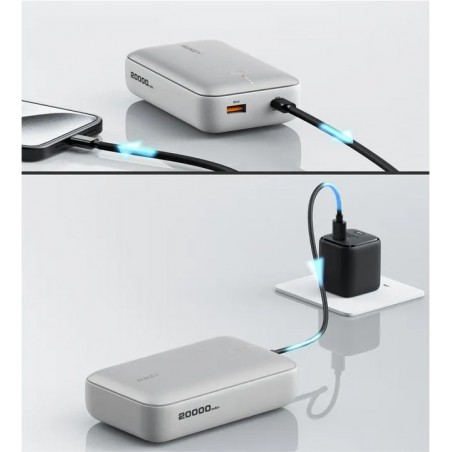 PB-Y57 White Mini PowerBank | 20000mAh | 22.5W | 2xUSB | PD 3.0 QC 3.0 LED PB-Y57 White Mini PowerBank | 20000mAh | 22.5W | 2xUSB | PD 3.0 QC 3.0 LED