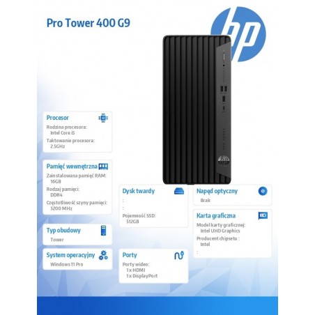 Komputer stacjonarny Pro Tower 400 G9 PCI i5-13500 512GB/16GB/W11P 99N76ET Komputer stacjonarny Pro Tower 400 G9 PCI i5-13500 512GB/16GB/W11P 99N76ET