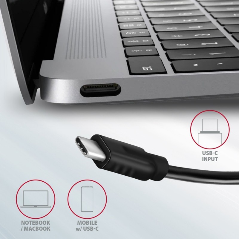 HMC-5G21 Wieloportowy hub USB 5in1, 10Gbps, 2x USB-A + 2x USB-C + HDMI 4K/30Hz, PD 60W, 13cm USB-C kabel HMC-5G21 Wieloportowy hub USB 5in1, 10Gbps, 2x USB-A + 2x USB-C + HDMI 4K/30Hz, PD 60W, 13cm USB-C kabel