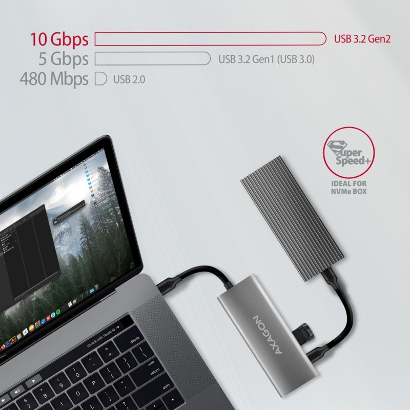 HMC-5G21 Wieloportowy hub USB 5in1, 10Gbps, 2x USB-A + 2x USB-C + HDMI 4K/30Hz, PD 60W, 13cm USB-C kabel HMC-5G21 Wieloportowy hub USB 5in1, 10Gbps, 2x USB-A + 2x USB-C + HDMI 4K/30Hz, PD 60W, 13cm USB-C kabel